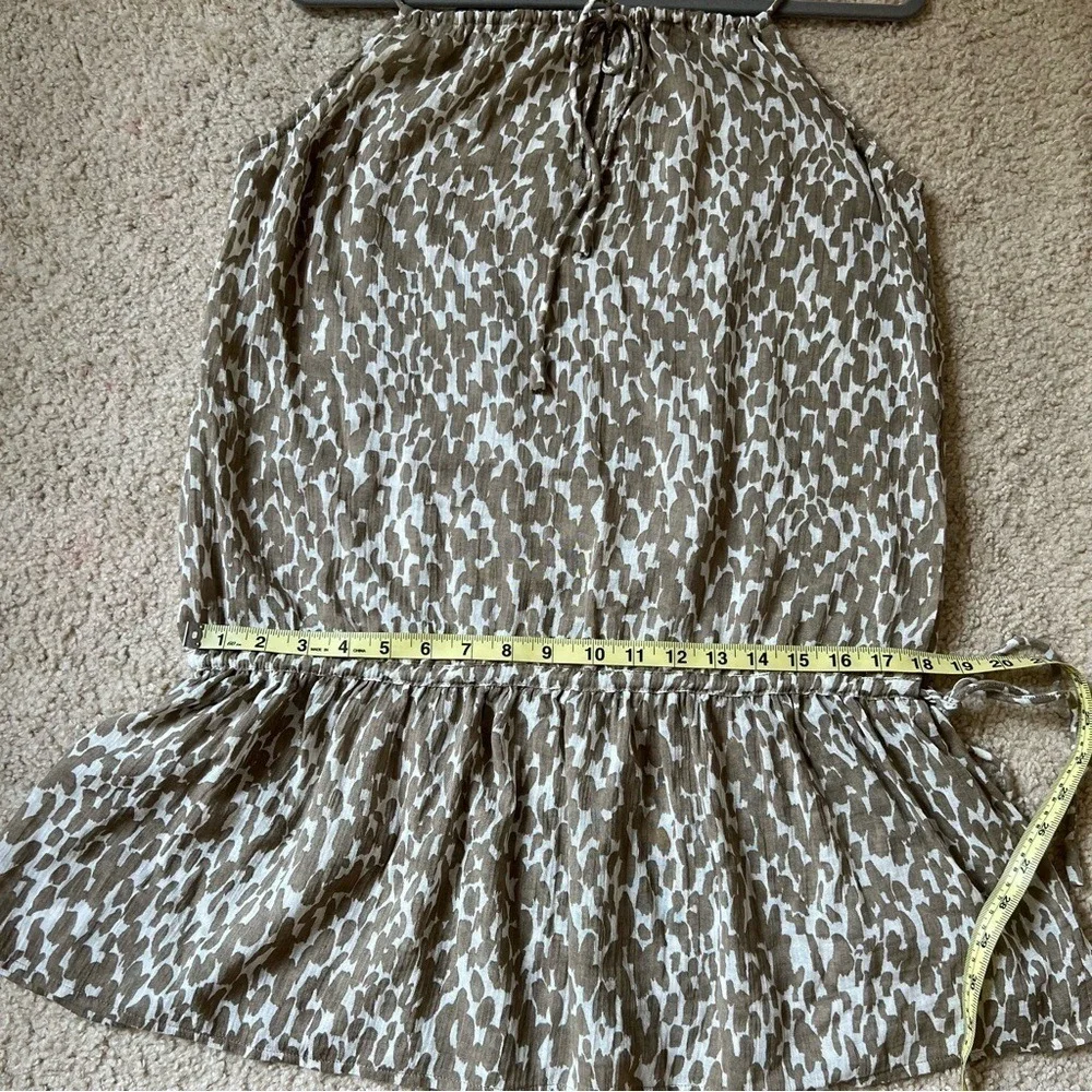 J.Crew Women Top Small Brown Leopard Print Drawstring Halter‎ Gauzy Cinched BOHO